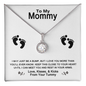 Personalised Baby Bump - Gift for Mother - To My Mom/Mommy Silver Pendant Necklace with Message Card - Diamond Necklace for mom