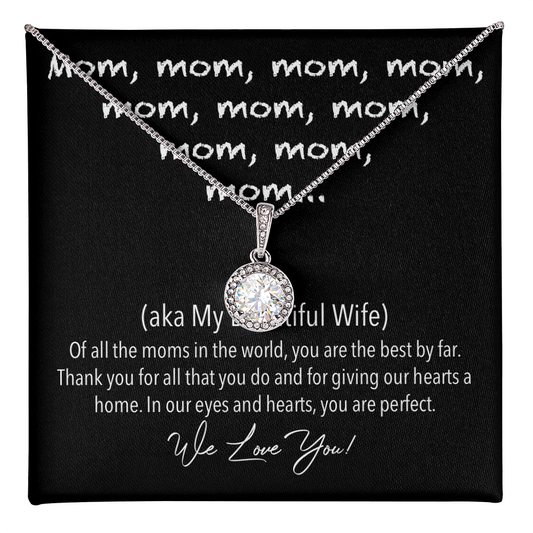 Mom Cute Memorable Mother's Day Gift - We Love You - Romantic message for wifey - Best Gift for her - Bithday Gift for soulmate - Diamond Neckless for wifey - Couple Necklace Set - Mother's day gift