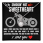 To My SMOKIN' HOT SWEETHEART I Love You - Biker - To My Wife Necklace From Husband - To My Soulmate Necklace For Women - Romantic Gift for Wife - White Gold Pendant