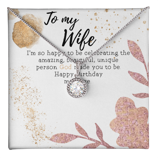 Gift for Wife Birthday - To My Wife Necklace - Happy Birthday My Love - Romantic Wife Gift  - Wife Birthday Surprise - Golden colour Neckless for Beloved wife - Pretty Neckless Gift for wifey