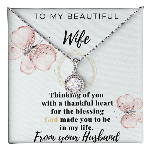 Gift for Wife From Husband - To My Beautiful Wife - Love From Your Husband - Golden colour Neckless for Beloved wife -  Pretty Neckless Gift for wifey -  Anniversary Gift For Wife from Husband - Beautiful Gift for Wifey