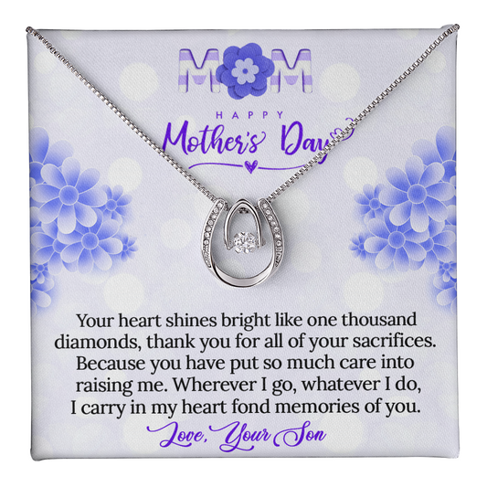 Mothers Day Present for Wonderful Mom, To My Wonderful Mother Mom Necklace Gifts Jewelry, Lucky In Love Necklace Gifts for Mom Mother from Your Daughter, Son, Birthday Gifts for Mom, Jewelry for Mom, Mother's Day Gift, Gifts for Women
