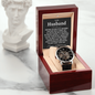 To My Husband Black Chronograph Watch, Happy 1st Anniversary, Fathers Day Gifts for Him, Boyfriend, for Fiancé, Valentine's Day for Him Christmas Wedding Day, Gift For Him, Gift for Man, Men's Gift, Gift for Husband, Watches for Men