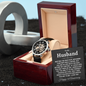 To My Husband Black Chronograph Watch, Happy 1st Anniversary, Fathers Day Gifts for Him, Boyfriend, for Fiancé, Valentine's Day for Him Christmas Wedding Day, Gift For Him, Gift for Man, Men's Gift, Gift for Husband, Watches for Men