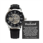 To My Husband Black Chronograph Watch, Happy 1st Anniversary, Fathers Day Gifts for Him, Boyfriend, for Fiancé, Valentine's Day for Him Christmas Wedding Day, Gift For Him, Gift for Man, Men's Gift, Gift for Husband, Watches for Men