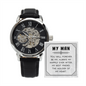 My Man You Will Forever Be My, Anniversary Gift for Husband, Boyfriend, for Fiancé, Valentine's Day for Him Christmas Wedding Day, Openwork Watch Gifts For Him Husband from Wife