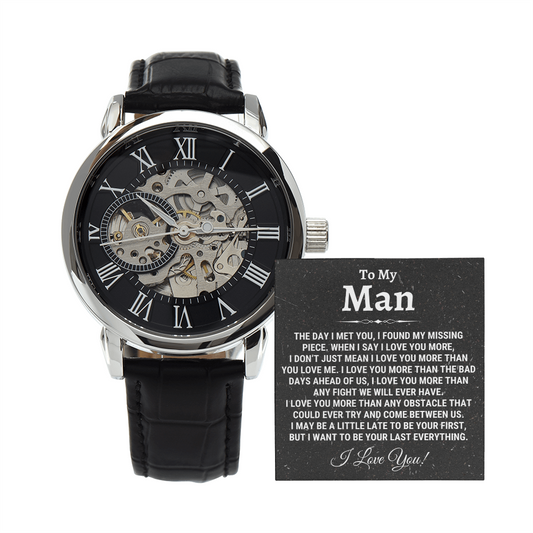 To My Man Openwork Watch, Birthday Gift For Husband, Anniversary Gift For Husband, From Wife To Husband Husband Gift, Christmas Gift Ideas, Gift for Husband Men's Watch