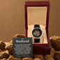 To My Husband Black Chronograph Watch, Happy 1st Anniversary, Fathers Day Gifts for Him, Boyfriend, for Fiancé, Valentine's Day for Him Christmas Wedding Day, Gift For Him, Gift for Man, Men's Gift, Gift for Husband, Watches for Men
