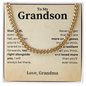 Gifts for Grandson, Grandson Birthday Gifts From Grandma Present For Grandson From Grandmother To My Grandson Necklace From Grandparents Cuban Link Chain with Message Card and Gift Box, Stand Tall Even If You Fall
