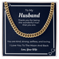To My Husband, I Love You To The Moon And Back, Cuban Link Chain, Anniversary Gift for Husband, Boyfriend, for Fiancé, Valentine's Day for Him Christmas Wedding Day, Gifts For Him Husband from Wife, Gift for Man, Men's Gift