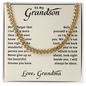 To My Grandson Necklace, Gifts From Grandma, Cuban Link Chain, Jewelry Card for Him, Best Birthday, Christmas Gift Idea for Grandson, Necklace For Grandson From Grandparents, Christmas Gift From Grandmother