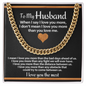 To Husband Cuban Link Chain Necklace With I Love You More Message Card, Meaningful Gift for Him, Romantic Gift for Boyfriend, I Love My Husband, Unique Husband Gifts, Gift For Husband Birthday Christmas Wedding Day, Chain For Him Husband from Wife