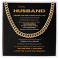 To My Husband I Love You Always & Forever, You're The One Thing In My Life, Romantic Gift, Unique Husband Gifts, Necklace for Men, Gift for Him, Valentine's Day Necklace Birthday Gifts for Husband