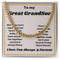 To My Great Grandson I Love You Always & Forever, Make Your Grandson Feel Special with These Thoughtful Gifts from Grandma or Grandpa, Jewelry Card for Him, Best Birthday, Christmas Gift Idea for Grandson From Grandmother or Grandparents