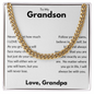 To My Grandson Cuban Chain Necklace, Gift For Grandson, Grandson Gifts From Grandparents, Grandson Gifts From Grandpa, Grandson Birthday Cards For Men, Grandson Christmas Gift From Grandfather
