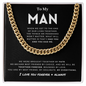 To My Husband Necklace With Message Card, Anniversary Gift for Husband, for Boyfriend, for Fiancé, Valentine's Day for Him, Birthday Christmas Jewelry for Men, Cuban Link Chain for Men, Fathers Day Gifts for Him Dad Son Grandpa Step Dad Uncle