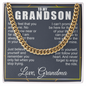 To My Grandson Necklace From Grandma Cuban Chain With Message Card And Gift Box, Grandson Gifts From Grandma, Grandson Birthday, Christmas Gifts From Grandmother Present For Grandson From Grandparents