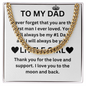 To My Dad Love Your Little Girl, I Love You Moon And Back, Daddy Necklace For Father's Day, Dad Necklace For Men, Necklace Cuban For Dad Fathers Day Christmas Birthday, Necklace Gifts For Papa