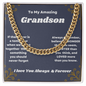 Thoughtful and Unique Gifts for Your Grandson from Grandma Cuban Chain With Message Card And Gift Box, Grandson Gifts From Grandma, Grandson Birthday, Christmas Gifts From Grandmother Present For Grandson From Grandparents