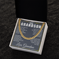 To My Grandson Necklace From Grandma Cuban Chain With Message Card And Gift Box, Grandson Gifts From Grandma, Grandson Birthday, Christmas Gifts From Grandmother Present For Grandson From Grandparents