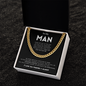 To My Husband Necklace With Message Card, Anniversary Gift for Husband, for Boyfriend, for Fiancé, Valentine's Day for Him, Birthday Christmas Jewelry for Men, Cuban Link Chain for Men, Fathers Day Gifts for Him Dad Son Grandpa Step Dad Uncle