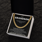 To My Grandson Cuban Chain Necklace, Gift For Grandson, Grandson Gifts From Grandparents, Grandson Gifts From Grandpa, Grandson Birthday Cards For Men, Grandson Christmas Gift From Grandfather, Gifts From Grandma