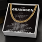 To My Grandson Cuban Chain Necklace, Gift For Grandson, Grandson Gifts From Grandparents, Grandson Gifts From Grandpa, Grandson Birthday Cards For Men, Grandson Christmas Gift From Grandfather