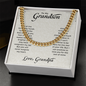 Grandson Birthday Gifts From Grandpa, To My Grandson Necklace From Grandparents, Cuban Link Chain with Message Card and Gift Box, Grandparents to Grandson Gifts, Grandson Christmas Gift Ideas, Birthday Gifts From Grandfather