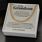 To My Grandson Necklace Birthday Gifts From Grandma Present For Grandson From Grandmother To My Grandson Necklace From Grandparents Cuban Link Chain with Message Card and Gift Box