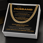 To My Husband Necklace With Message Card, Gifts For Him, Husband & Boyfriend Idea, Anniversary Birthday Christmas Jewelry for Men, Cuban Link Chain for Men, Fathers Day Graduation Gifts for Him Dad Son Grandpa Step Dad Uncle