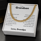 To My Grandson Cuban Chain Necklace, Gift For Grandson, Grandson Gifts From Grandparents, Grandson Gifts From Grandpa, Grandson Birthday Cards For Men, Grandson Christmas Gift From Grandfather