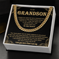 To My Grandson Necklace Birthday Gifts From Grandma Present For Grandson From Grandmother Grandparents Cuban Link Chain with Message Card and Gift Box, Gift From Grandpa To Grandson, Inspirational Pendant Christmas Gift Ideas, Love You More That I Can Say