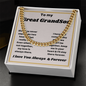 To My Great Grandson I Love You Always & Forever, Make Your Grandson Feel Special with These Thoughtful Gifts from Grandma or Grandpa, Jewelry Card for Him, Best Birthday, Christmas Gift Idea for Grandson From Grandmother or Grandparents