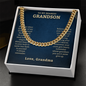 To My Grandson Necklace, Necklace For Son Grandson, Necklaces Gifts For Men, To My Grandson Necklace From Grandmother For Christmas Birthday Graduation, Grandson Cuban Chain Necklace Gifts