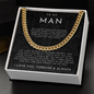 To My Man Necklace, Husband Boyfriend Gift, Anniversary Gift for Husband, for Boyfriend, for Fiancé, Valentine's Day for Him, Birthday Christmas Jewelry for Men, Cuban Link Chain for Men