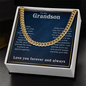 To Our Grandson Gift Cuban Link Chain, Grandson Gift from Grandma or Grandpa, Grandparents to Grandson Gifts, Grandson Christmas Gift Ideas, Birthday Gifts From Grandmother