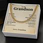 Gifts for Grandson, Grandson Birthday Gifts From Grandma Present For Grandson From Grandmother To My Grandson Necklace From Grandparents Cuban Link Chain with Message Card and Gift Box, Stand Tall Even If You Fall