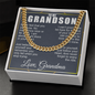 To My Grandson Necklace From Grandma Cuban Chain With Message Card And Gift Box, Grandson Gifts From Grandma, Grandson Birthday, Christmas Gifts From Grandmother Present For Grandson From Grandparents