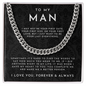 To My Man Necklace, Boyfriend Valentines Day Gift, Mens Cuban Chain Necklace for Fiance, Men Necklaces for Him, Gift For Boyfriend, Husband Gift, Husband Necklace, Boyfriend Jewelry