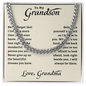 To My Grandson Necklace, Gifts From Grandma, Cuban Link Chain, Jewelry Card for Him, Best Birthday, Christmas Gift Idea for Grandson, Necklace For Grandson From Grandparents, Christmas Gift From Grandmother