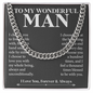 To My Wonderful Man, I Choose You, I Love You Forever & Always, Gift for Husband, Cuban Link Chain Necklace, Gifts For Men, Men Necklace Jewelry For Birthday Christmas Valentines Day, Gifts For Him