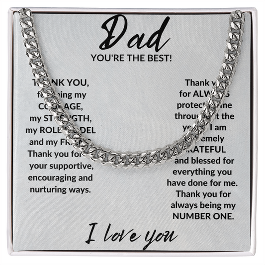 Gifts for Dad From Daughter Son, To My Dad Necklace for Dad Daddy Papa Fathers Day Birthday Present Gift for Step Dad From Daughter Son, Cuban Link Chain Jewelry For Daddy