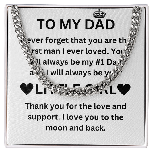 To My Dad Love Your Little Girl, I Love You Moon And Back, Daddy Necklace For Father's Day, Dad Necklace For Men, Necklace Cuban For Dad Fathers Day Christmas Birthday, Necklace Gifts For Papa