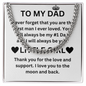 To My Dad Love Your Little Girl, I Love You Moon And Back, Daddy Necklace For Father's Day, Dad Necklace For Men, Necklace Cuban For Dad Fathers Day Christmas Birthday, Necklace Gifts For Papa