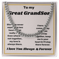 To My Great Grandson I Love You Always & Forever, Make Your Grandson Feel Special with These Thoughtful Gifts from Grandma or Grandpa, Jewelry Card for Him, Best Birthday, Christmas Gift Idea for Grandson From Grandmother or Grandparents