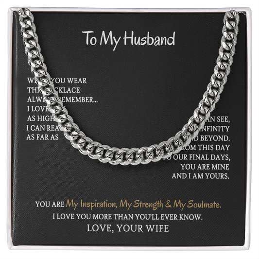 To My Husband Love Your Wife, loving you is a wonderful way to spend a lifetime, Anniversary Gift for Husband, Boyfriend, for Fiancé, Valentine's Day for Him Christmas Wedding Day, Cuban Chain For Men Gifts For Him Husband from Wifey