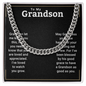 Grandson Necklace From Grandparents, To My Grandson Cuban Link Chain, Grandson Gifts From Grandma or Grandpa, Nana And Grandson Gifts, Graduation Gifts For Grandson, Jewelry Card for Him, Best Birthday, Christmas Gift Idea for Grandson