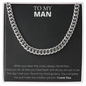 To My Man Necklace, Husband Boyfriend Gift, Anniversary Gift for Husband, for Boyfriend, for Fiancé, Valentine's Day for Him, Birthday Christmas Jewelry for Men, Cuban Link Chain for Men