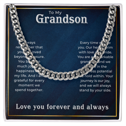 To Our Grandson Gift Cuban Link Chain, Grandson Gift from Grandma or Grandpa, Grandparents to Grandson Gifts, Grandson Christmas Gift Ideas, Birthday Gifts From Grandmother