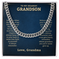 To My Grandson Necklace, Necklace For Son Grandson, Necklaces Gifts For Men, To My Grandson Necklace From Grandmother For Christmas Birthday Graduation, Grandson Cuban Chain Necklace Gifts